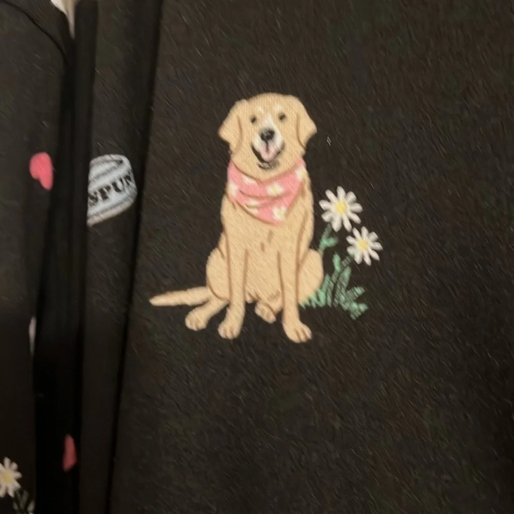 VTG Joyspun Size 2X Short Sleeve Black With All over Dogs Print PJ Set